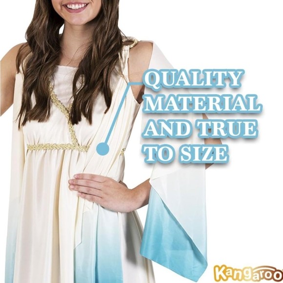 Kangaroo Greek Goddess Dress with Gold Leaf Headpiece Size Medium NWT - Picture 4 of 7